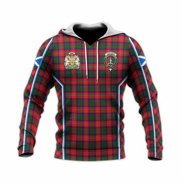 Charteris Tartan Crest Knitted Hoodie Scotland Coat of Arm Flag Style