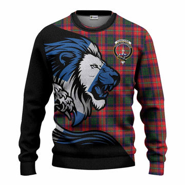 Charteris Tartan Crest Knitted Sweater Scottish Golden Lions Wave Flow