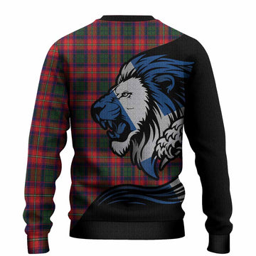 Charteris Tartan Crest Knitted Sweater Scottish Golden Lions Wave Flow