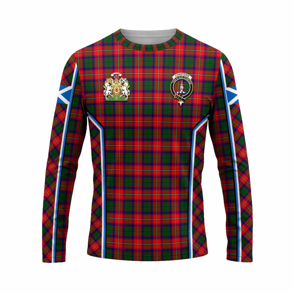 Charteris Tartan Crest Long Sleeve T-Shirt Scotland Coat of Arm Flag Style - Tartan Vibes Clothing