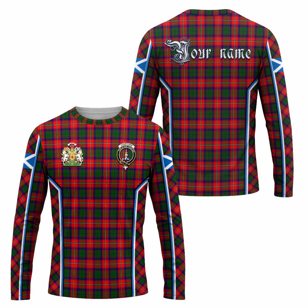 Charteris Tartan Crest Long Sleeve T-Shirt Scotland Coat of Arm Flag Style - Tartan Vibes Clothing
