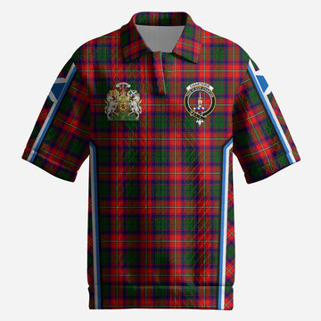 Charteris Tartan Crest Men’s Polo Sweater Top Scotland Coat of Arm Flag Style