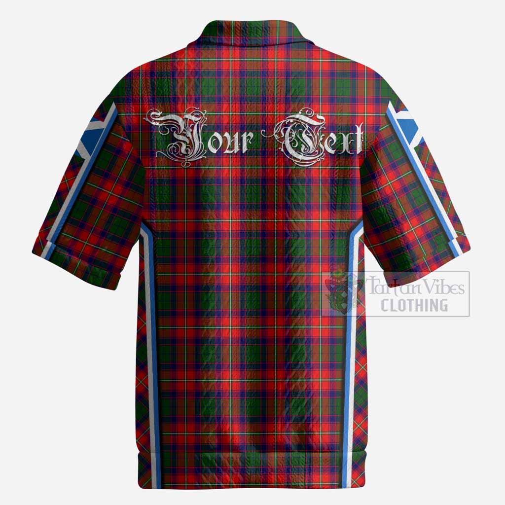 Charteris Tartan Crest Men’s Polo Sweater Top Scotland Coat of Arm Flag Style