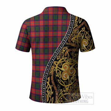Charteris Tartan Crest Polo Shirt Celtic Knot and Triple Trickle Spiral Symbols