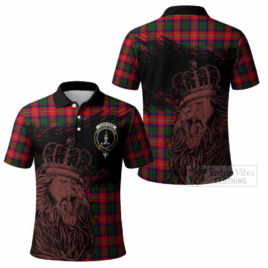 Charteris Tartan Crest Polo Shirt Crowned Lion Heritage Style