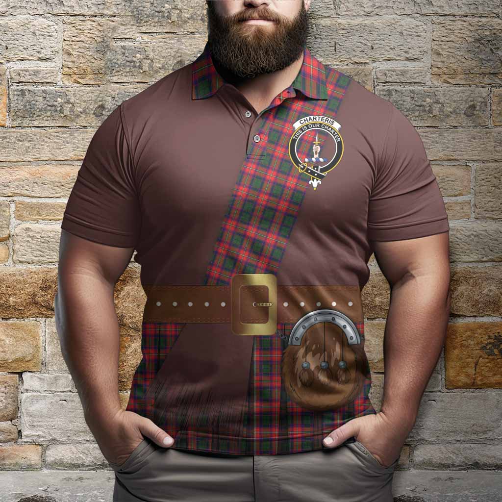 Charteris Tartan Crest Polo Shirt Kilt Costume Style