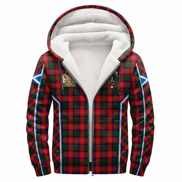 Charteris Tartan Crest Sherpa Hoodie Scotland Coat of Arm Flag Style
