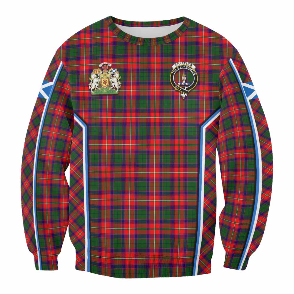 Charteris Tartan Crest Sweatshirt Scotland Coat of Arm Flag Style - Tartan Vibes Clothing