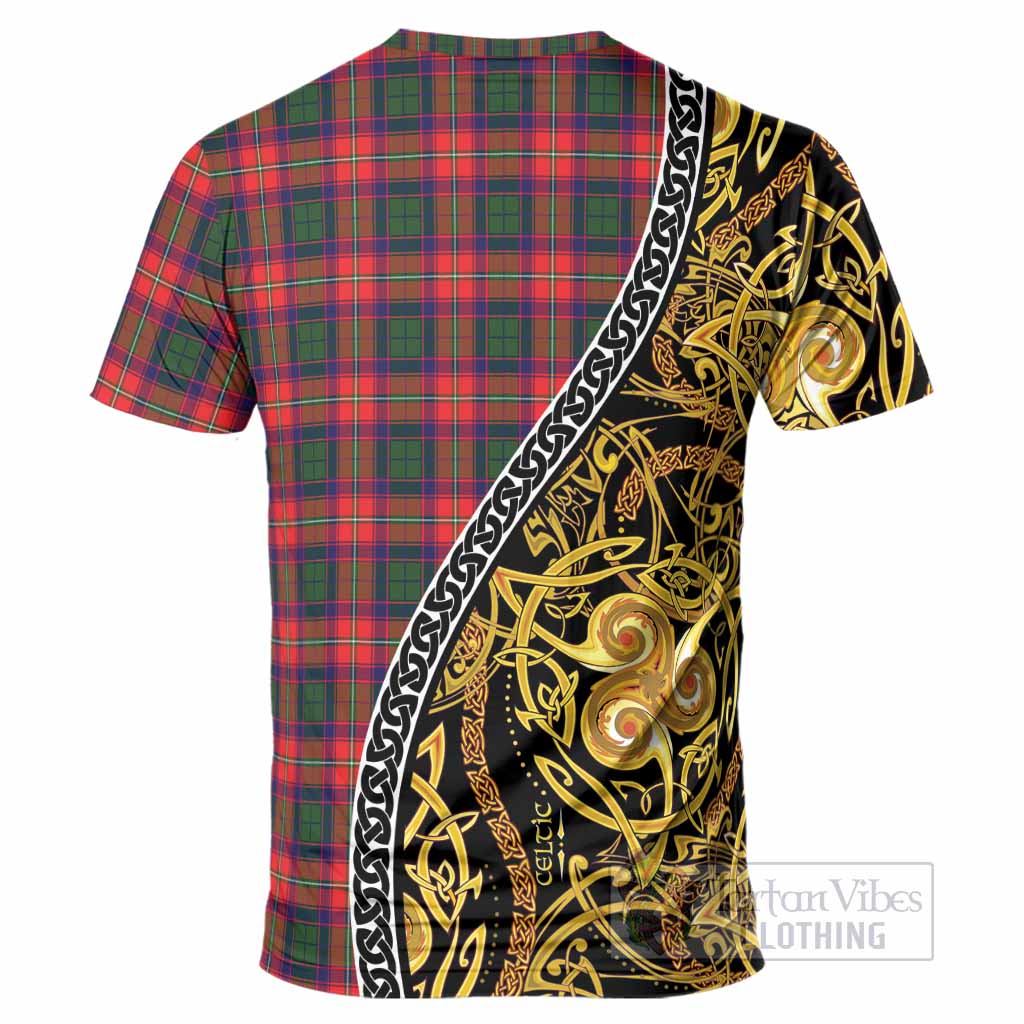 Charteris Tartan Crest T-Shirt Celtic Knot and Triple Trickle Spiral Symbols