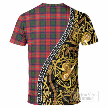 Charteris Tartan Crest T-Shirt Celtic Knot and Triple Trickle Spiral Symbols