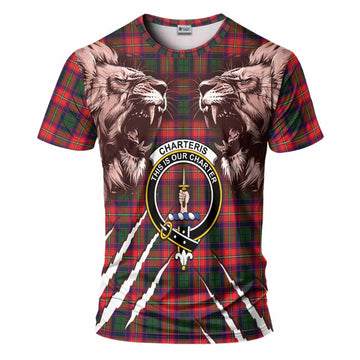 Charteris Tartan Crest T-Shirt Ferocious Lion Style