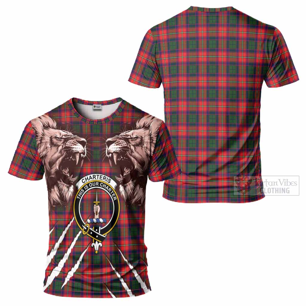 Charteris Tartan Crest T-Shirt Ferocious Lion Style