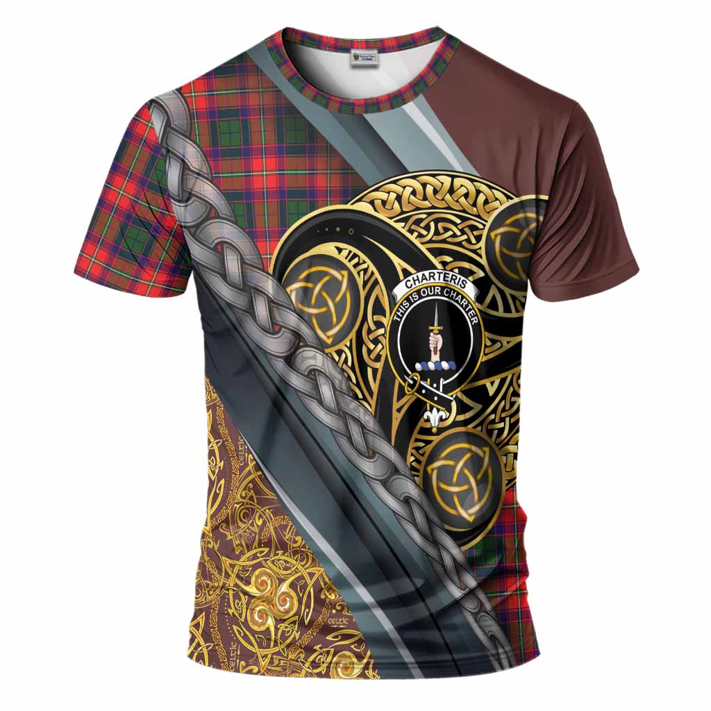 Charteris Tartan Crest T-Shirt Scottish Triskele Celtic