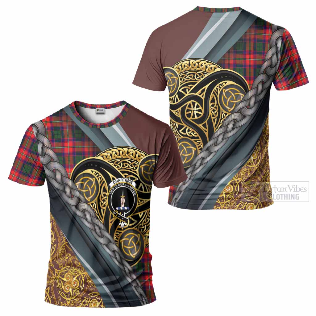 Charteris Tartan Crest T-Shirt Scottish Triskele Celtic