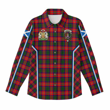 Charteris Tartan Crest Women Casual Shirt Scotland Coat of Arm Flag Style