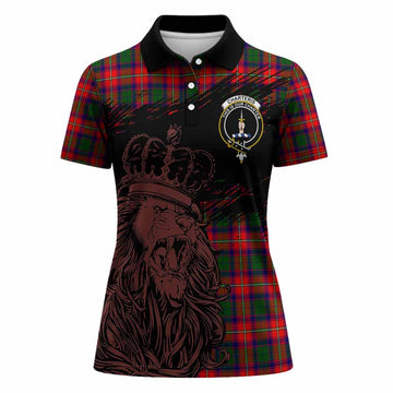 Charteris Tartan Crest Women Polo Shirt Crowned Lion Heritage Style