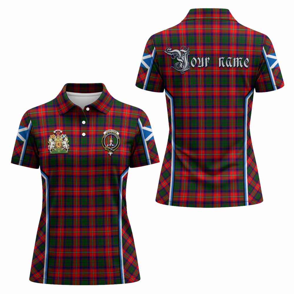 Charteris Tartan Crest Women's Polo Shirt Scotland Coat of Arm Flag Style - Tartan Vibes Clothing