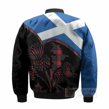 Charteris Tartan Family Crest Bomber Jacket Scotland Thistle Floral Flag Style