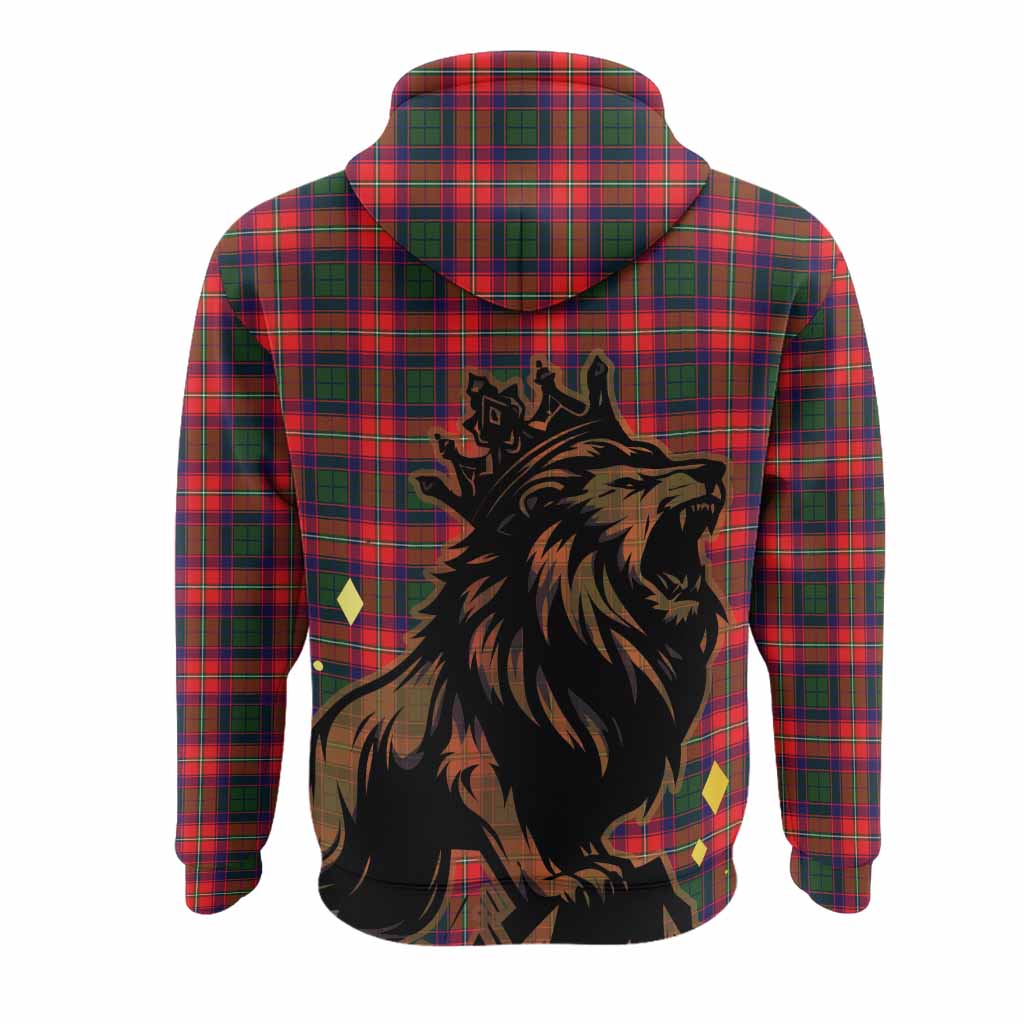 Charteris Tartan Family Crest Hoodie Crowned Lion Roaring