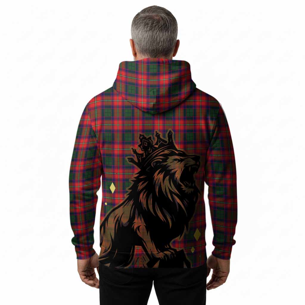 Charteris Tartan Family Crest Hoodie Crowned Lion Roaring