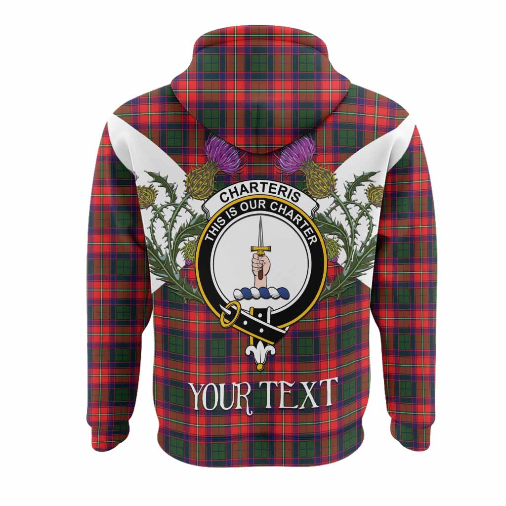 Charteris Tartan Family Crest Hoodie Scottish Burns Night Thistle Floral