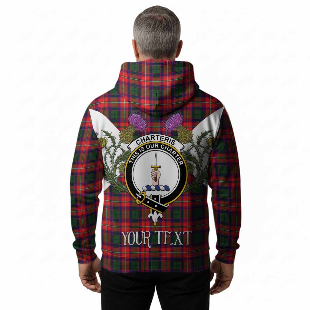 Charteris Tartan Family Crest Hoodie Scottish Burns Night Thistle Floral