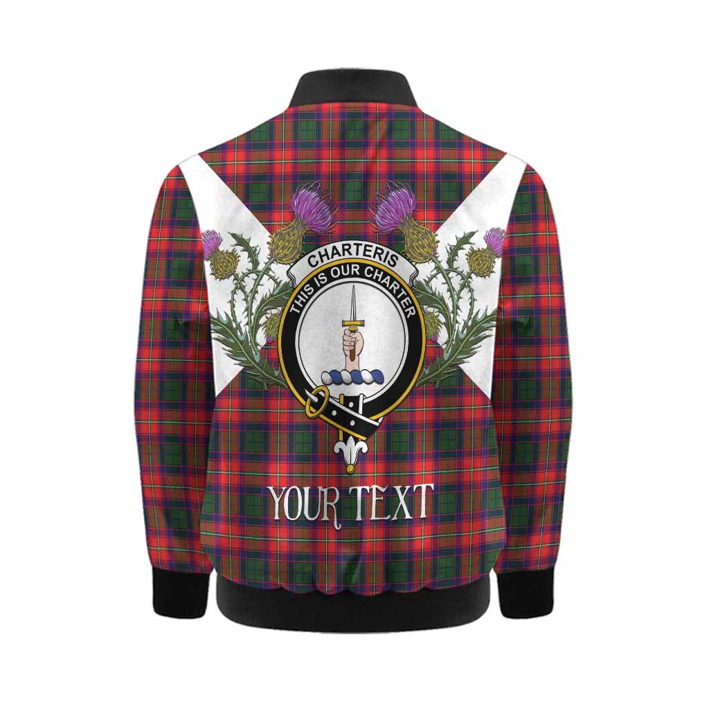 Charteris Tartan Family Crest Kid Bomber Jacket Scottish Burns Night Thistle Floral