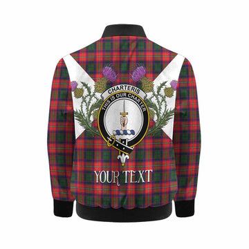 Charteris Tartan Family Crest Kid Bomber Jacket Scottish Burns Night Thistle Floral