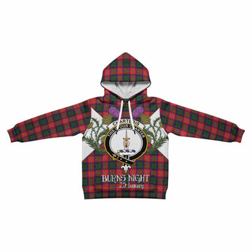 Charteris Tartan Family Crest Kid Hoodie Scottish Burns Night Thistle Floral