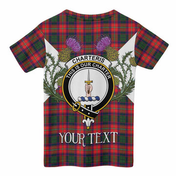 Charteris Tartan Family Crest Kid T-shirt Scottish Burns Night Thistle Floral