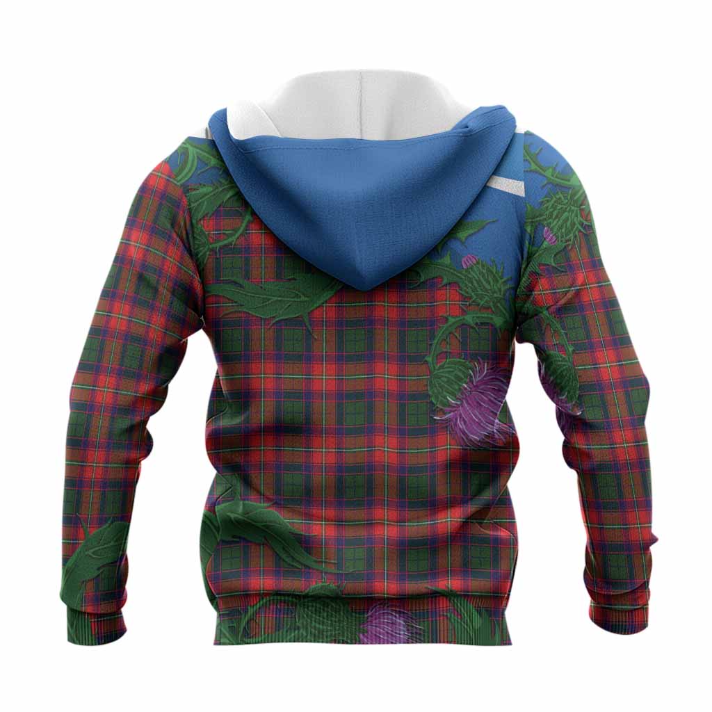 Charteris Tartan Family Crest Knitted Hoodie Thistle in Minimalism