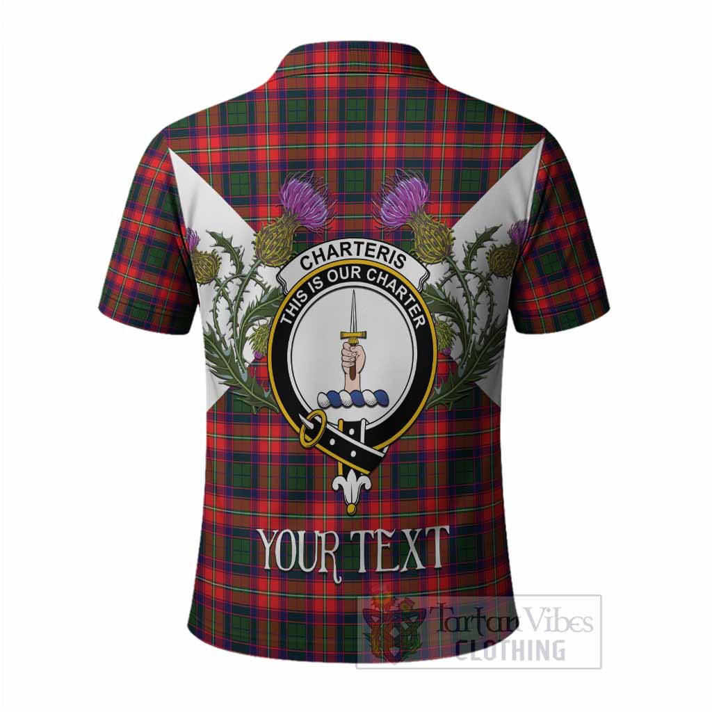 Charteris Tartan Family Crest Polo Shirt Scottish Burns Night Thistle Floral