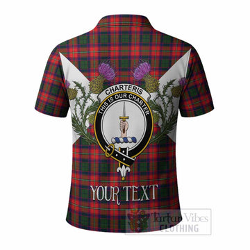Charteris Tartan Family Crest Polo Shirt Scottish Burns Night Thistle Floral