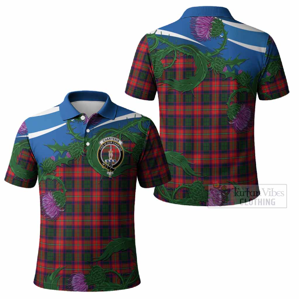 Charteris Tartan Family Crest Polo Shirt Thistle in Minimalism