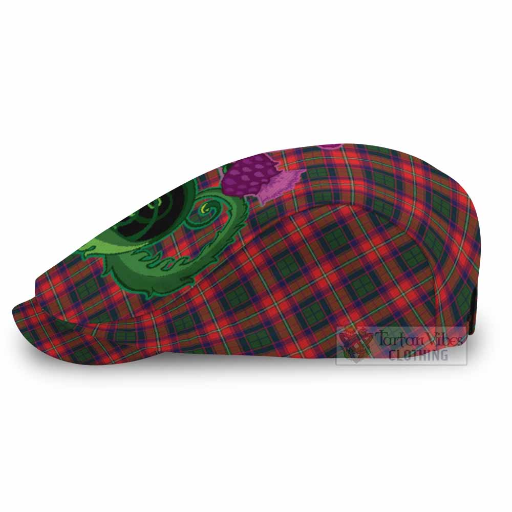 Charteris Tartan Flat Cap, Jeff Cap Traditional Scottish Thistle