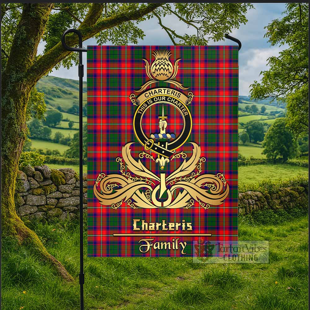Charteris Tartan Garden Flag with Highland Thistle Cherish Family Crest Style - Tartan Vibes Clothing