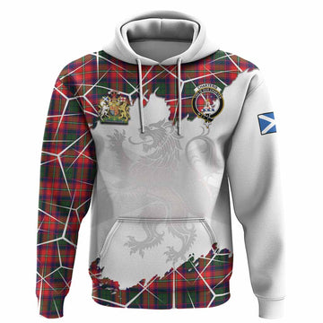 Charteris Tartan Hoodie with Family Crest and Lion Rampant Grunge Style