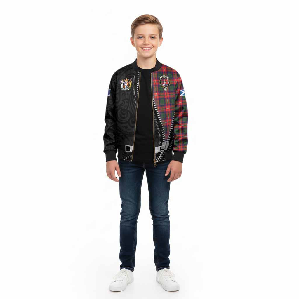Charteris Tartan Kid Bomber Jacket New Zealand Pattern Unique Zipper Stylized