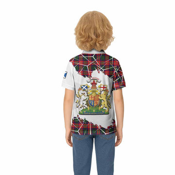 Charteris Tartan Kid Polo Shirt with Family Crest and Lion Rampant Grunge Style
