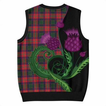 Charteris Tartan Knitted V-Neck Vest Traditional Scottish Thistle
