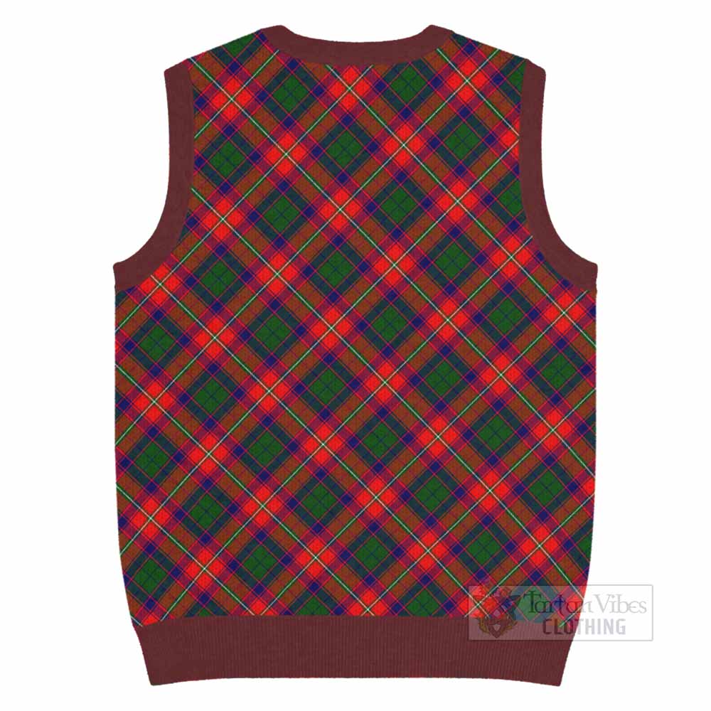 Charteris Tartan Knitted V-Neck Vest with Family Crest Cross Style