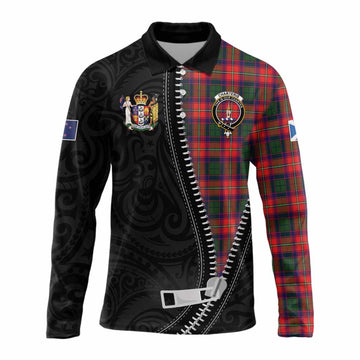 Charteris Tartan Long Sleeve Polo Shirt New Zealand Pattern Unique Zipper Stylized