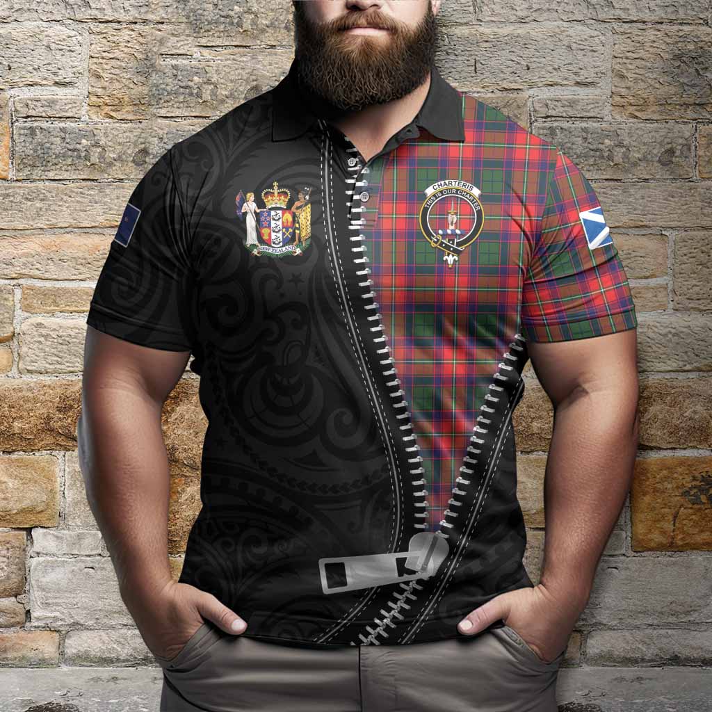 Charteris Tartan Polo Shirt New Zealand Pattern Unique Zipper Stylized