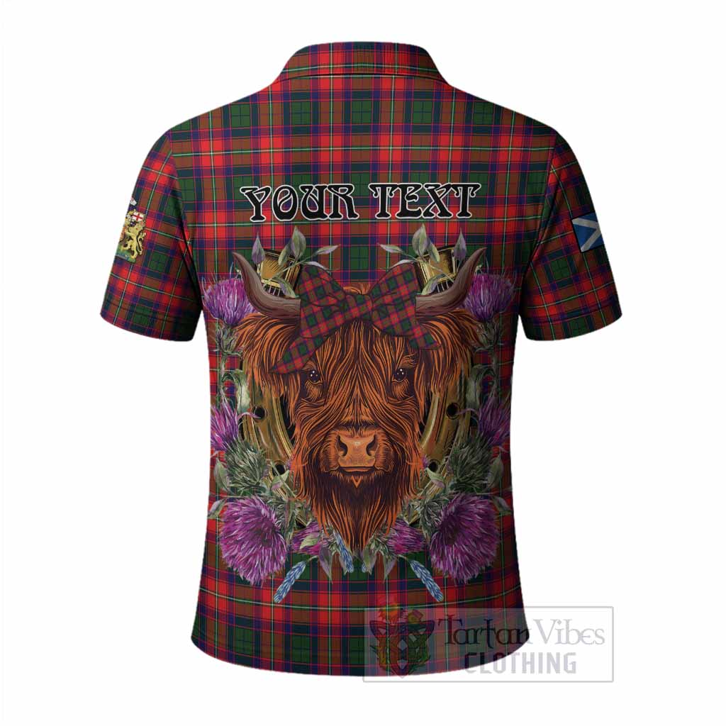 Charteris Tartan Polo Shirt Scottish Thistle Heilan Coo