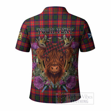 Charteris Tartan Polo Shirt Scottish Thistle Heilan Coo