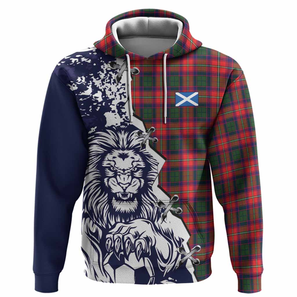 Charteris Tartan Scottish Hoodie Angry Lion With Soccer Ball Style