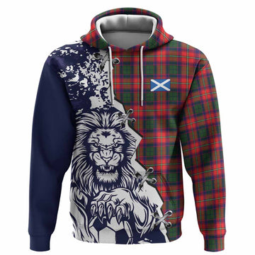Charteris Tartan Scottish Hoodie Angry Lion With Soccer Ball Style