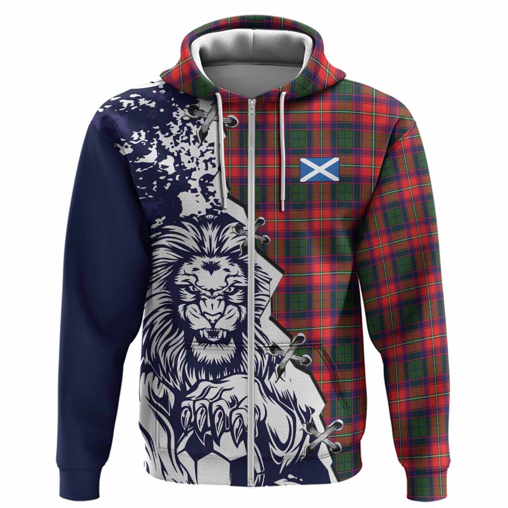 Charteris Tartan Scottish Hoodie Angry Lion With Soccer Ball Style