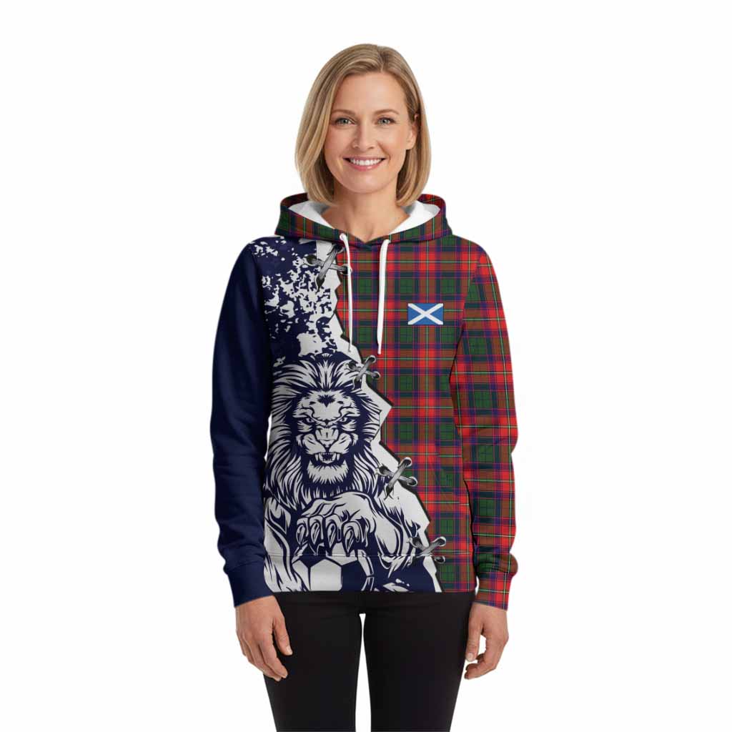 Charteris Tartan Scottish Hoodie Angry Lion With Soccer Ball Style