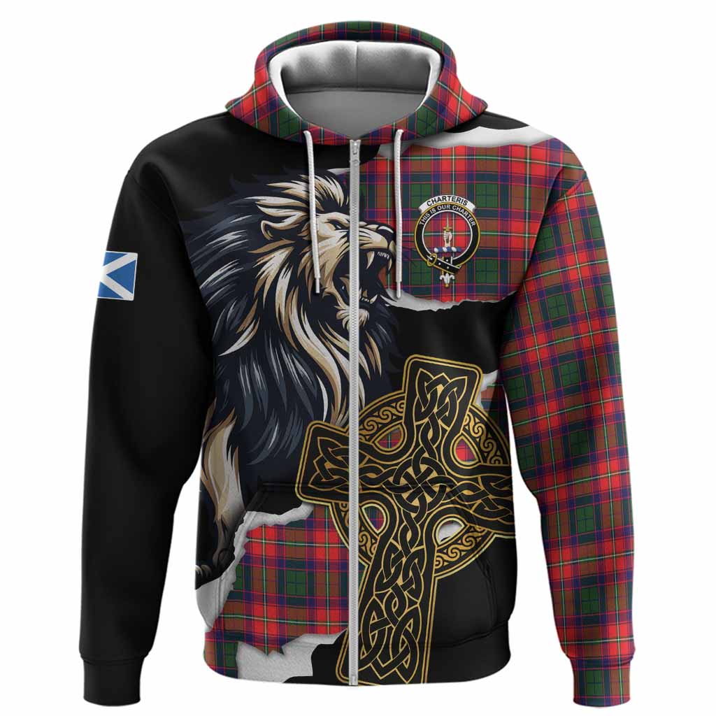 Charteris Tartan Scottish Hoodie Lion Celtic Heritage